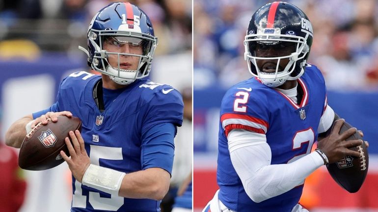 Gians quarterback Tommy DeVito, left, and Tyrod Taylor.