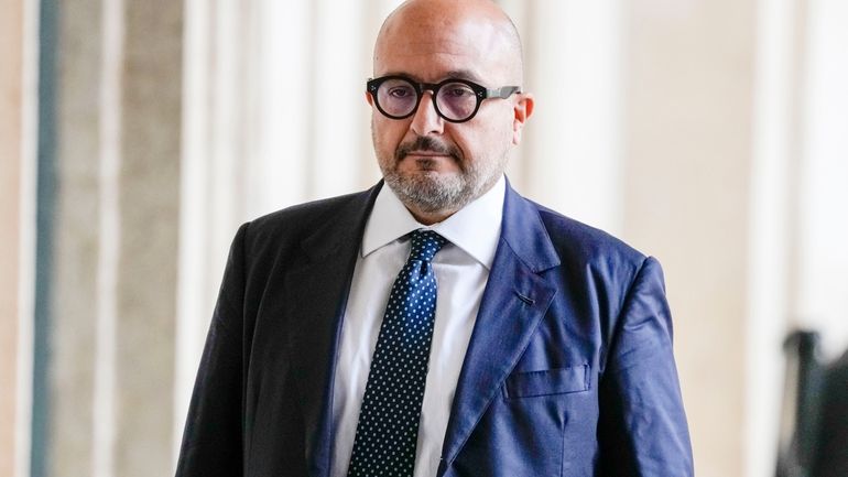 Culture Minister Gennaro Sangiuliano arrives at Quirinal presidential palace, Rome,...