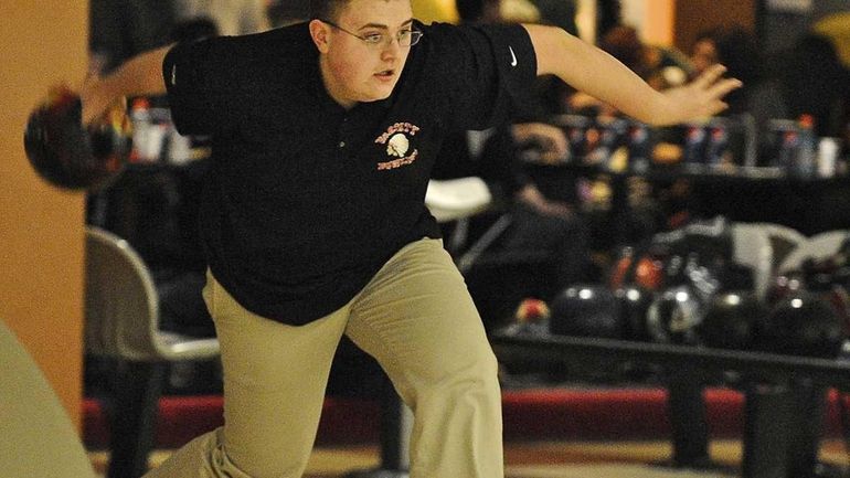 East Islip boys bowling team member Bobby Martin during the...