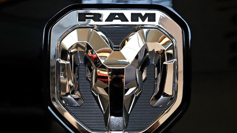 This Feb. 13, 2020 photo shows the Ram truck logo...