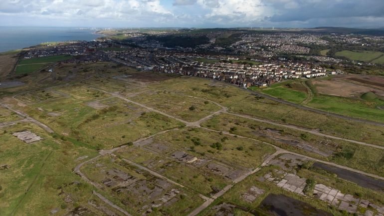 An aerial view of the the site of a proposed...