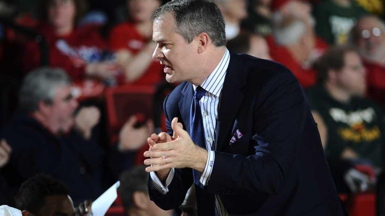 Head Coach Steve Pikiell encourages his bench. (March 3, 2012)