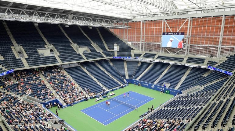 A general view of the new Louis Armstrong Stadium during...