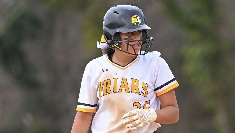 Bella Cruz of St. Anthony's during a softball game on April...