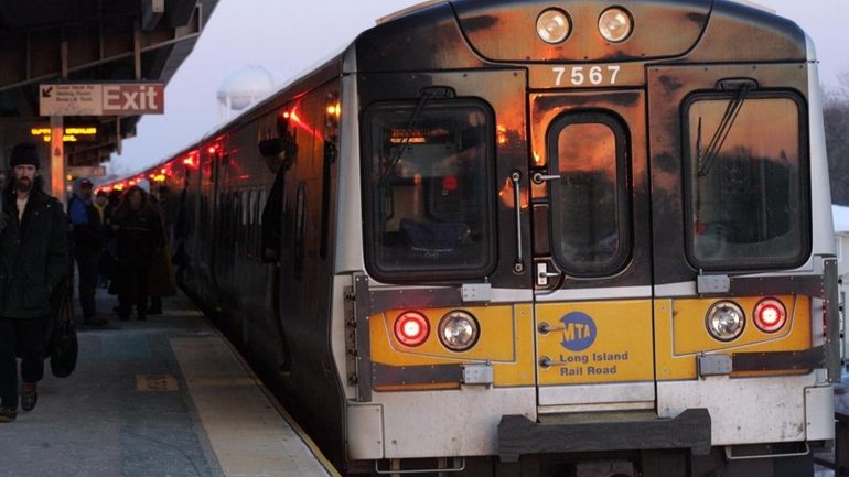 A LIRR train in Bellport. (March 4, 2009)