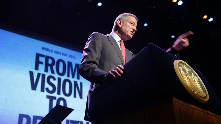 New York Mayor Bill de Blasio addresses a World AIDS...