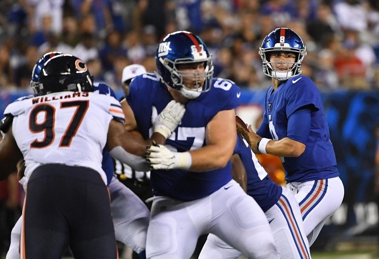 August 16, 2019, New York Giants wide receiver Bennie Fowler (18) scores a  touchdown during the NFL preseason game between the Chicago Bears and the New  York Giants at MetLife Stadium in