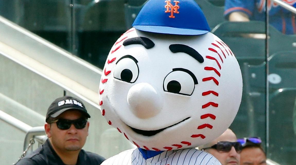 New York Mets mascot, Mr. Met, on display at the Citi Field