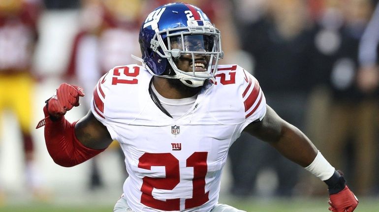 Strong safety Landon Collins of the New York Giants reacts...