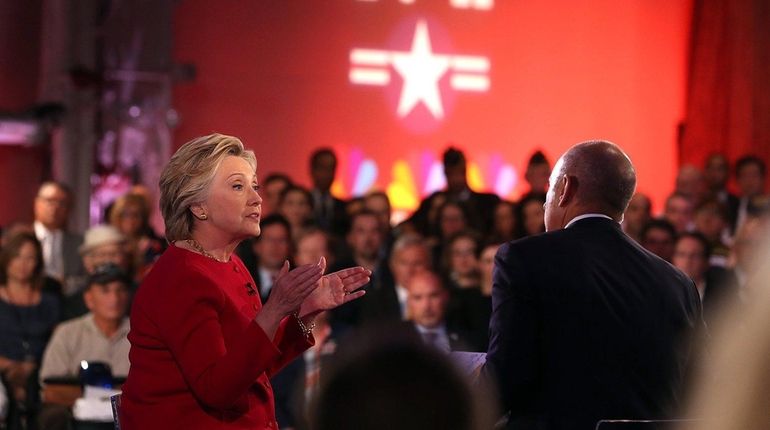 Democratic presidential nominee Hillary Clinton talks with NBC's Matt Lauer...