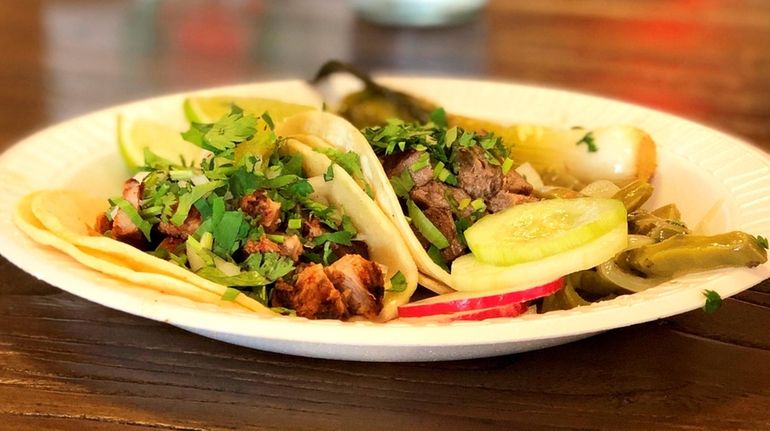 Among the tacos at Mi Viejito Pueblito are al pastor...