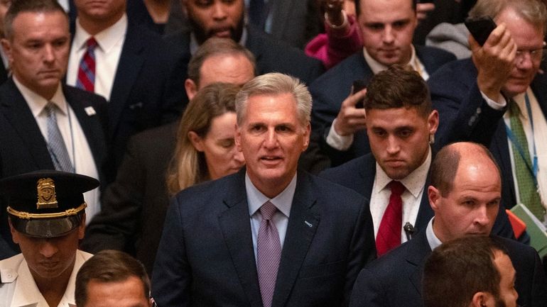 Rep. Kevin McCarthy, R-Calif., leaves the House floor after being...
