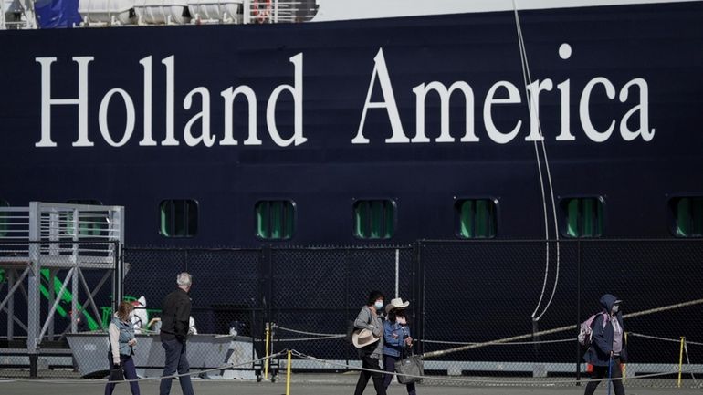 A Holland America cruise ship is shown in Victoria, Canada...