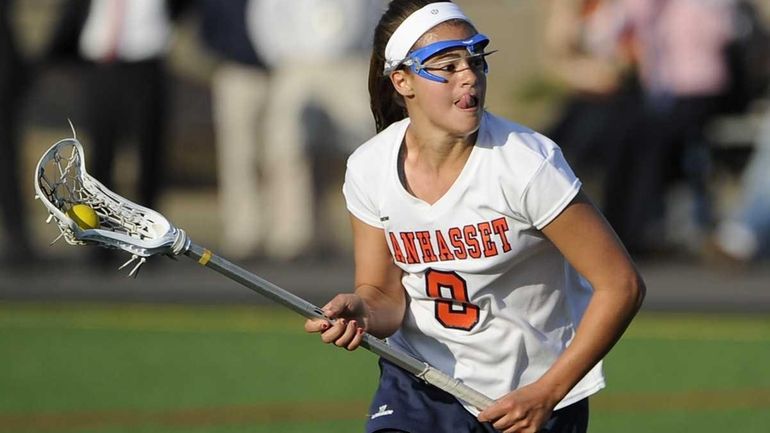 Manhasset attacker Halle Majorana lines up her free position shot...