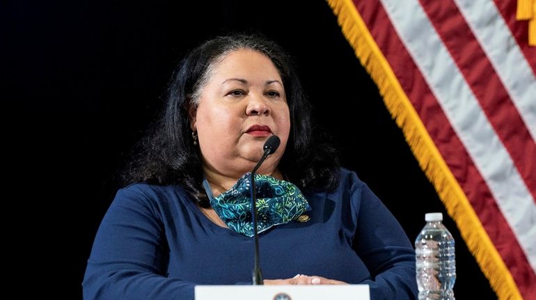 New York Secretary of State Rossana Rosado attends a media...