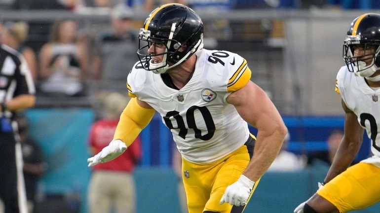 Steelers linebacker T.J. Watt follows a play during the first...