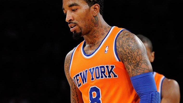 J.R. Smith looks on from during a game against the...