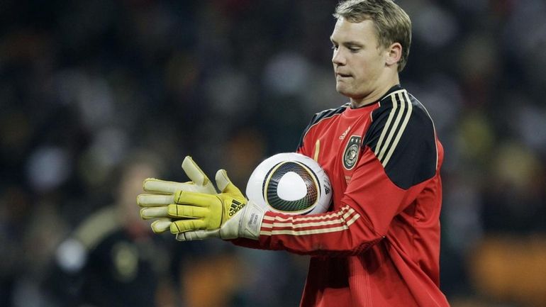 Germany goalkeeper Manuel Neuer reacts during the World Cup group...