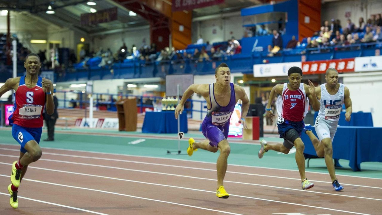 Sayville's Chris Belcher wins 55 meters in record time - Newsday