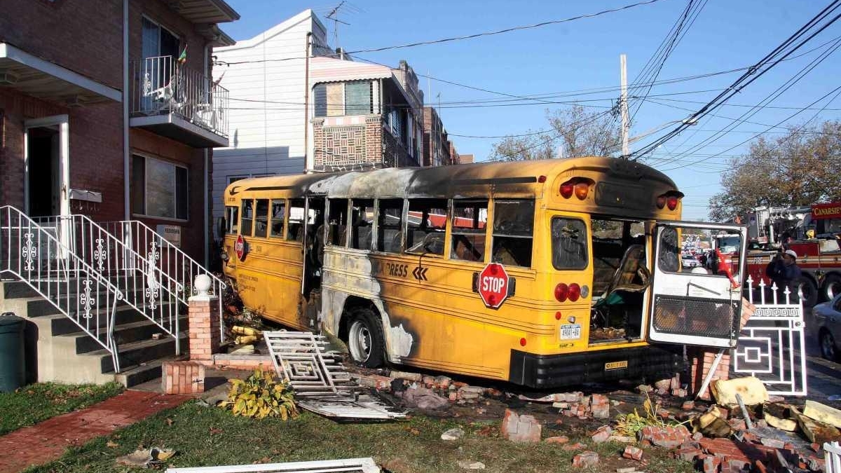 School bus slams into house in Brooklyn - Newsday
