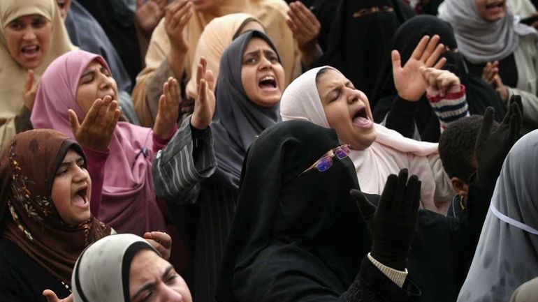 Anti-government protesters gather in Tahrir Square in Cairo, Egypt. (Feb....