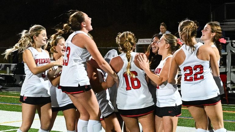 Pierson/Bridgehampton celebrates its victory over Greenport/Southhold/Mattituck during the Suffolk Class C field...