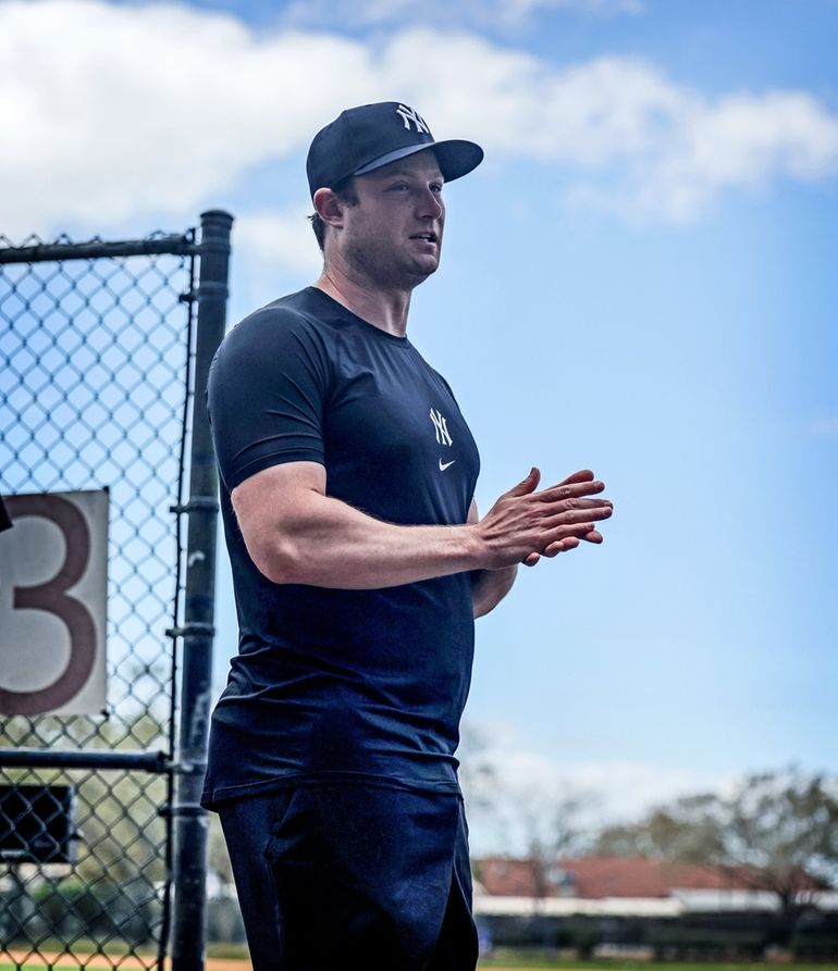 FILE - Randy Vásquez of the New York Yankees baseball team poses during spring  training in February 2023 in Tampa, Fla. Vásquez will be called up to the  Yankees to make his