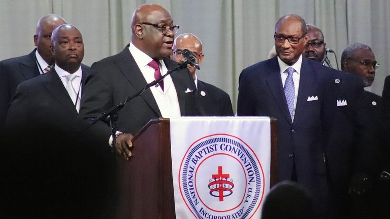 The Rev. Boise Kimber, at podium, president-elect of the National...