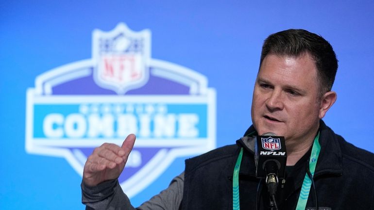 Green Bay Packers general manager Brian Gutekunst speaks during a...