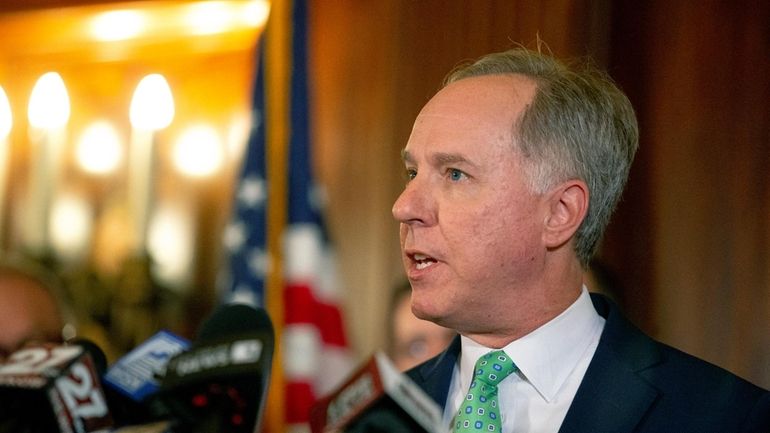 Speaker of the Wisconsin State Assembly Robin Vos speaks during...