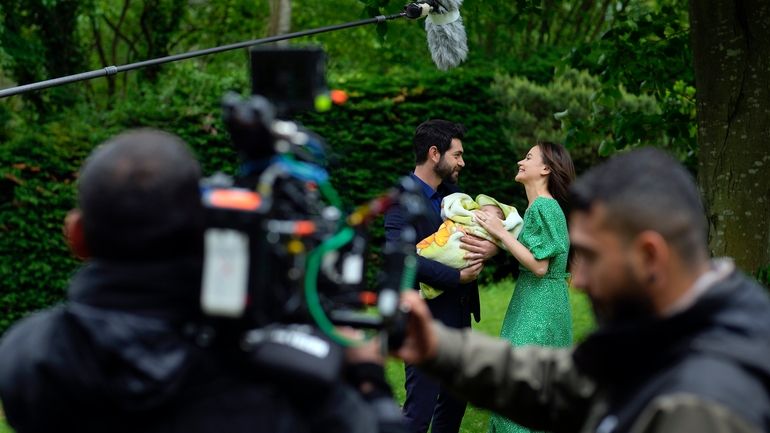 A production team is filming scenes of a Turkish drama...