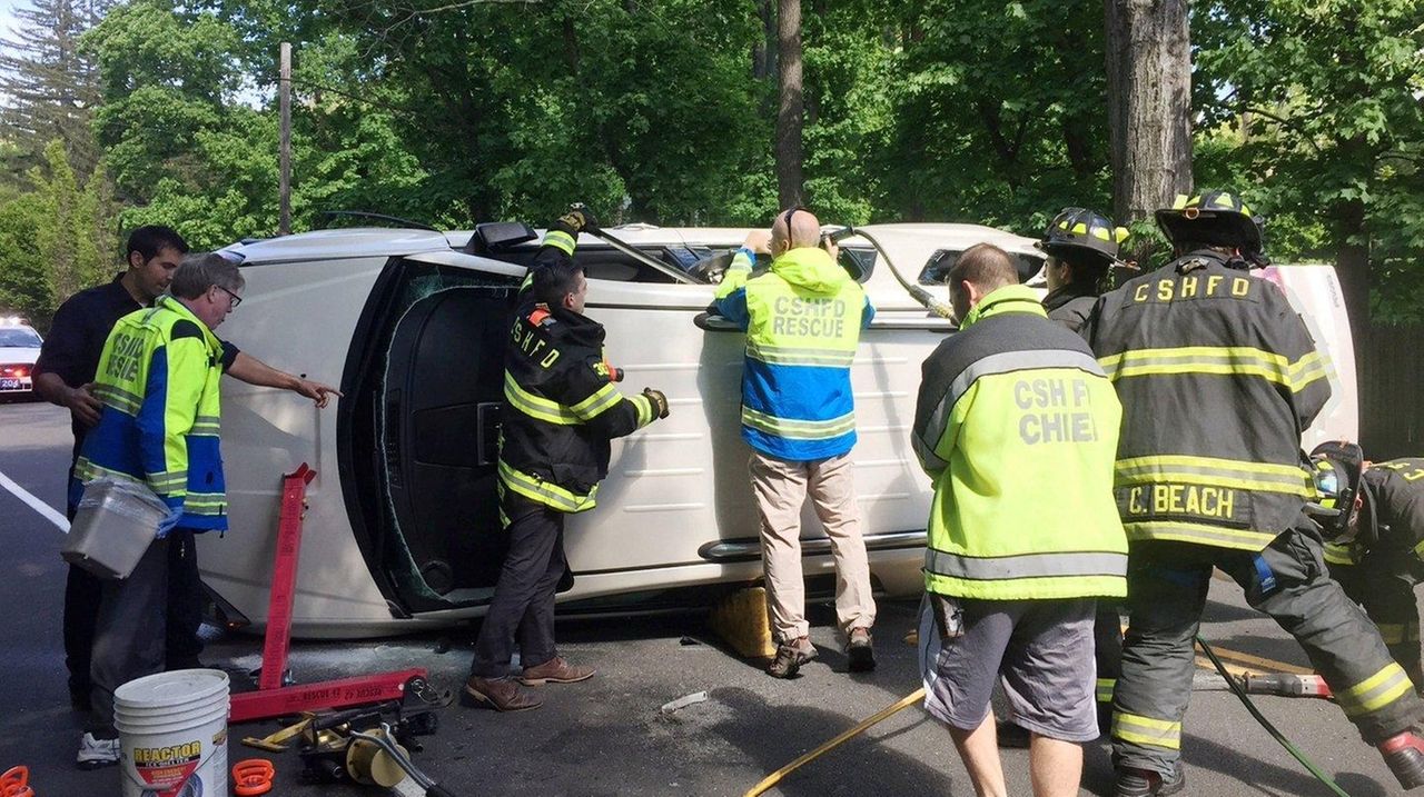 Officials Driver airlifted after overturn crash in Cold Spring Harbor