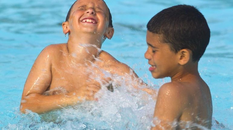 Nicholas Goldstein, 8 left, of East Meadow, and his friend,...