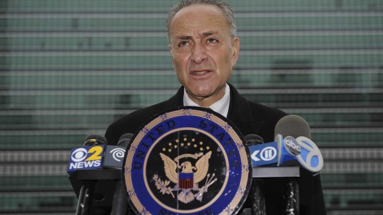 U.S. Sen. Charles Schumer holds a news conference across the...