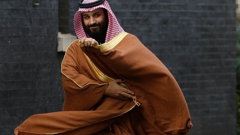 Saudi Crown Prince Mohammed bin Salman arrives to meet then-Prime...