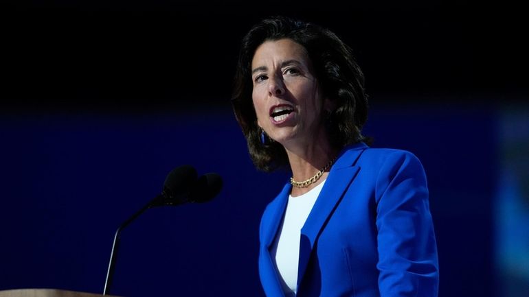 Gina Raimondo, U.S. Secretary of Commerce, speaks during the Democratic...