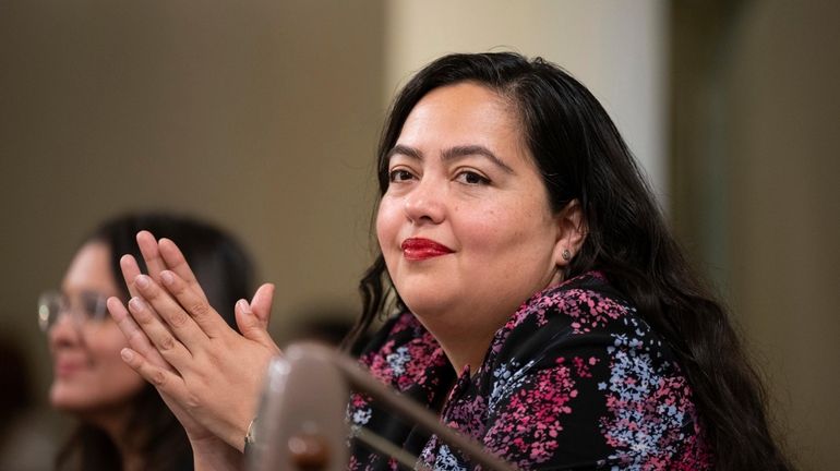 Wendy Carrillo, D-Los Angeles, listens during the opening session of...