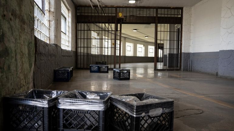 A leaking roof is seen at the Stateville Correctional Center,...