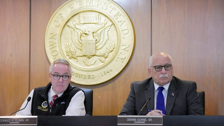 Hempstead Town Supervisor Donald X. Clavin Jr., left, and Councilman...