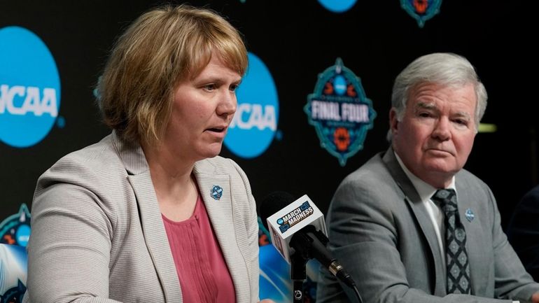 NCAA president Mark Emmert isstens as Vice President for Women's...