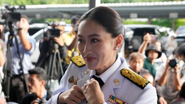 Thailand newly elected Prime Minister Paetongtarn Shinawatra arrives before the...