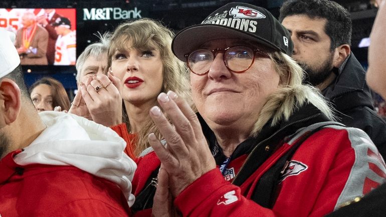 Taylor Swift stands with Donna Kelce after an AFC Championship...