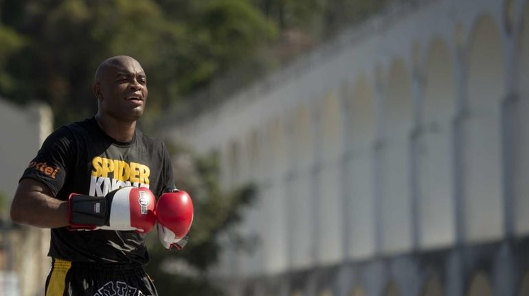 Anderson Silva practices in Lapa, Rio de Janeiro, Brazil, during...