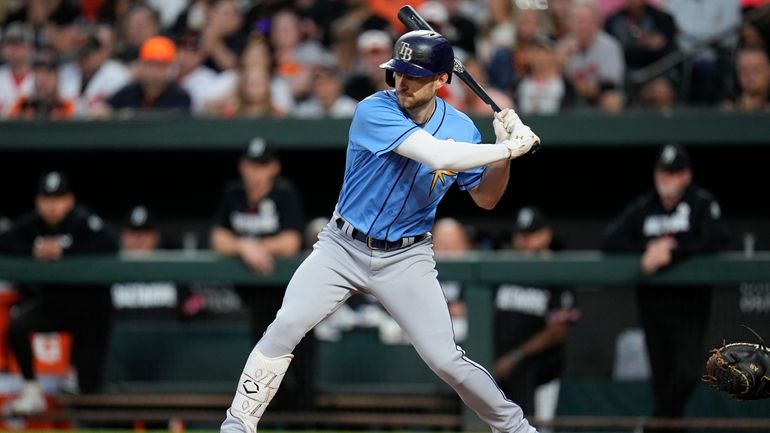 Tampa Bay Rays' Brandon Lowe waits for a pitch against...