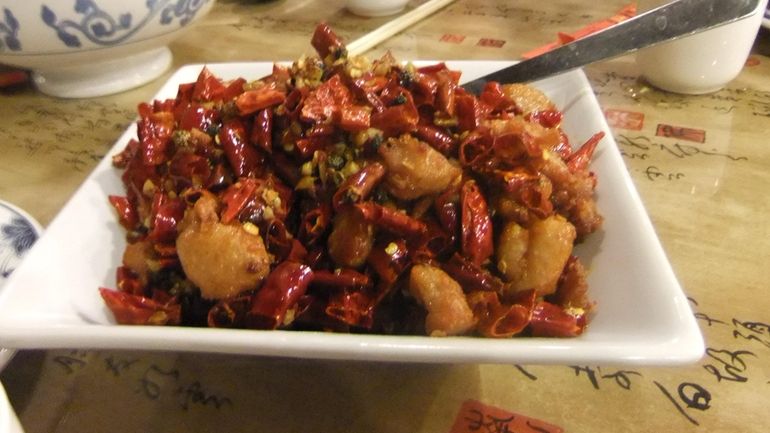 Chicken with chili peppers at Yao's Diner in Centereach