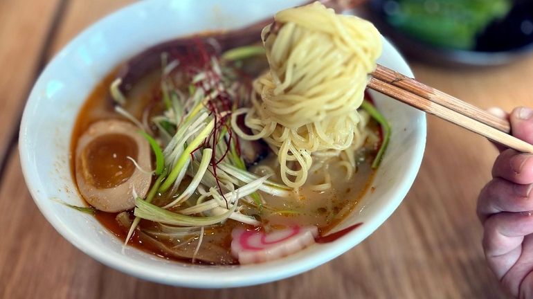 Negi ramen topped with fresh green onions at Kiko Ramen...