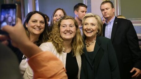 Democratic presidential candidate Hillary Rodham Clinton poses for