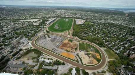 An aerial view of Belmont Racetrack in Elmont.