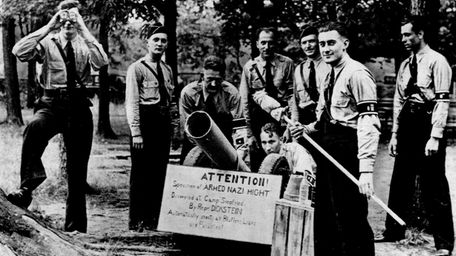 Bundists at Camp Siegfried in Yaphank pose beside