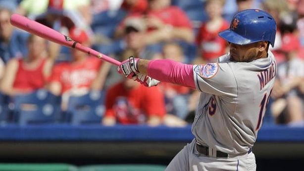 Johnny Monell gets a hit during a game
